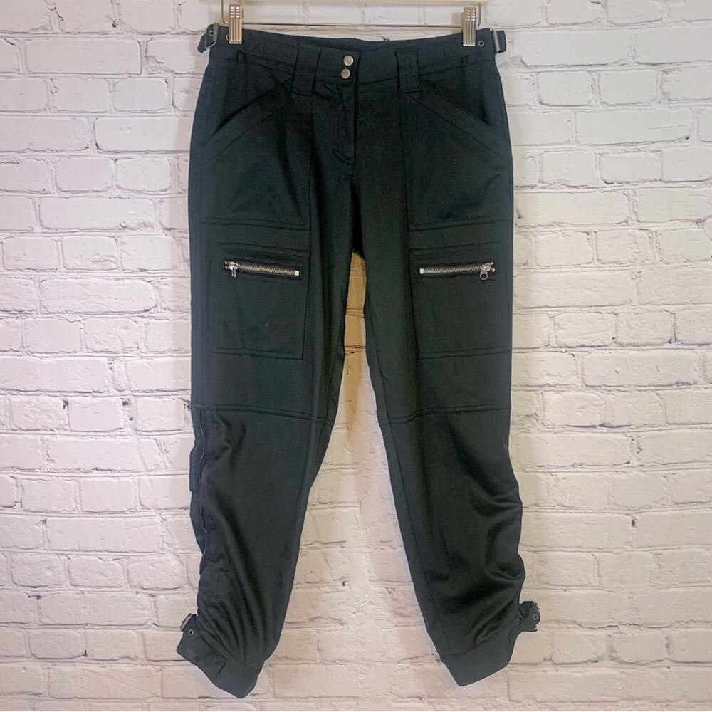 Tahari Black Cargo Rushed Joggers Size 4 U0406